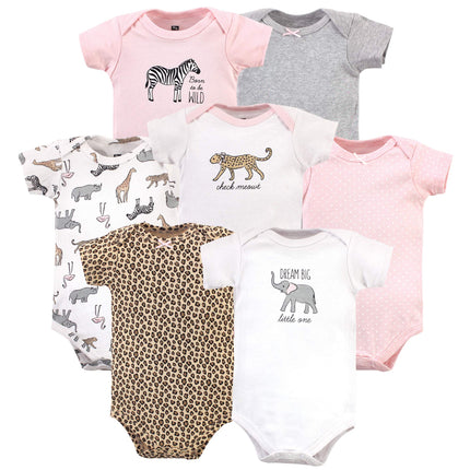 Hudson Baby Baby Cotton Bodysuits, Modern Pink Saf