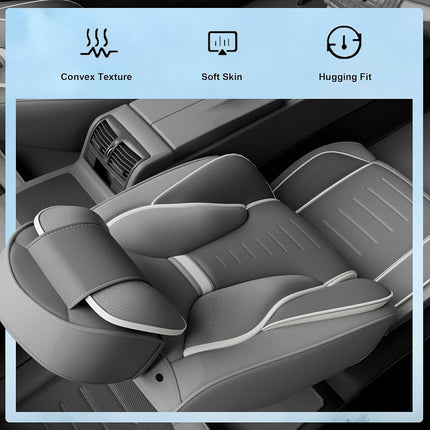 SLARY 5PCS Angel Wings Front and Back Car Seat Covers Auto Interior Accessories with Water Proof Nappa Leather for Cars SUV Pick-up Truck Universal Comfortable and Breathable (Full Set, Grey)