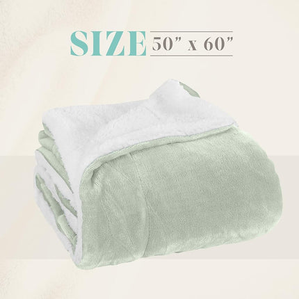 Elegant Comfort Reversible and Ultra-Plush Flannel Fleece Sherpa Throw- Lightweight Soft and Cozy- All Season Decorative Throw, Perfect for Lounging, 50 x 60 inches, Mint Green