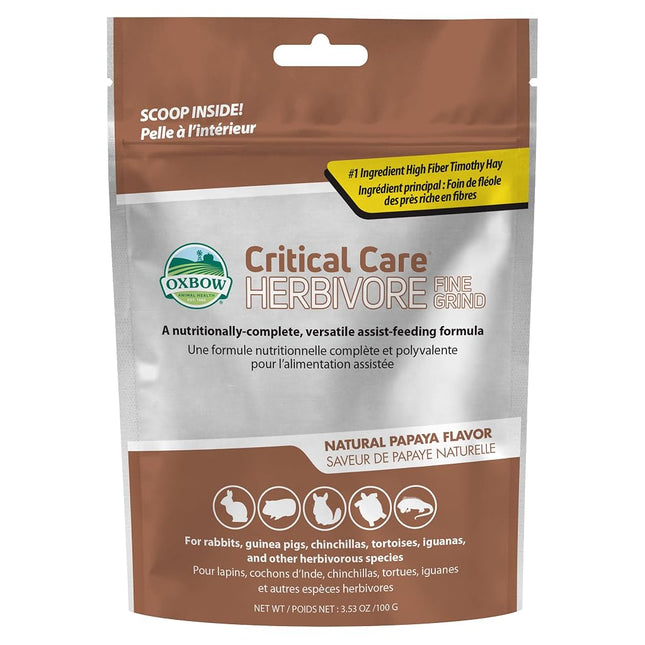 Oxbow Animal Health Critical Care, Herbivore, Fine Grind Papaya Flavor, 100 Gram Bag