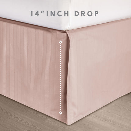 Elegant Comfort Silky Soft 8-Piece Dobby Stripe Bed-in-a-Bag Comforter Set, includes 4pc Smart Sheet Set, Bed Skirt, Comforter, Matching Pillowcases and Shams - Twin/Twin XL, Light Pink