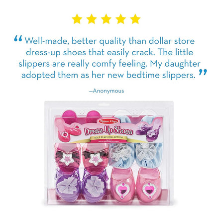 Melissa & Doug Costume Role Play Collection - Step In Style! Dress-Up Shoes Set (4 Pairs) - Princess Play Shoes for Kids Ages 3+