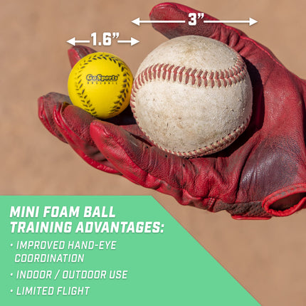 GoSports Mini Foam Baseballs for Pitching Machines and Batting Accuracy Training - 20 Pack