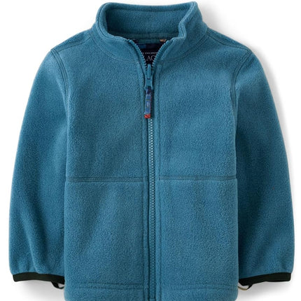The Children's Place boys And Toddler Heavy 3 in 1 Winter Jacket, Wind Water-resistant Shell, Fleece Inner, Blue Construction Trucks, 2T