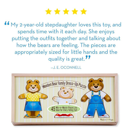 Melissa & Doug 3770 Puzle de madera de familia de osos para vestir Mix 'n Match con estuche de almacenamiento (45 piezas)