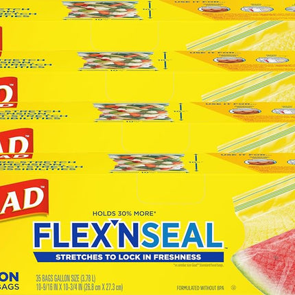 GLAD Flex’N Seal Food Storage Plastic Bags, Gallon