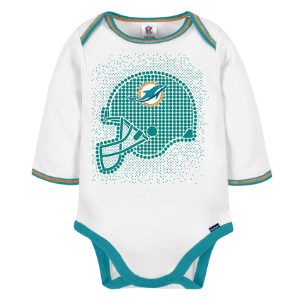 Gerber NFL Baby Boys' 3Pc Bodysuit, Footed Pant, & Cap Set, Miami Dolphins, 0-3 Months