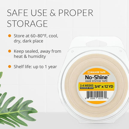 No Shine Bonding Double Sided Tape 3/4" x 12 Yard Hair System Roll by Walker Tape (WKR-NS-M2)