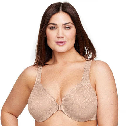Glamorise Wonderwire Front-Closure Stretch Lace Underwire Bra 9245 (Women's & Women's Plus)
