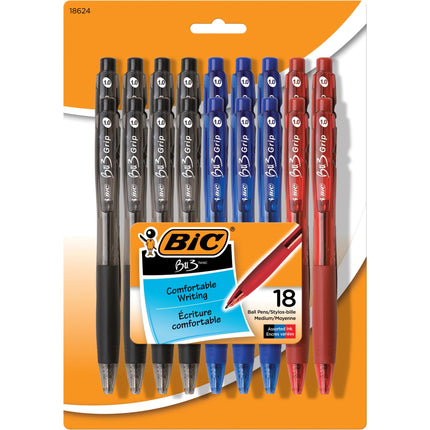 BIC BU3 Grip Ball Pen, Medium Point (1.0 mm), Asso