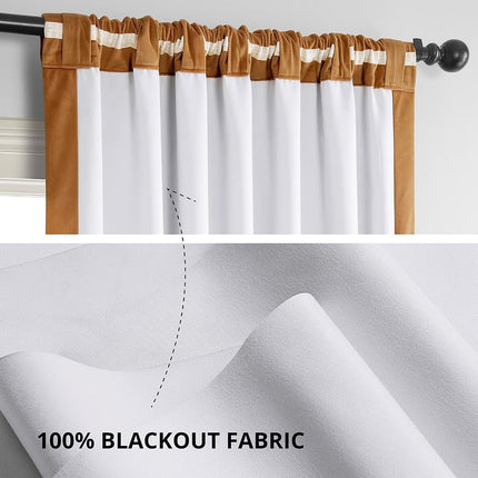 HPD Half Price Drapes Signature Velvet Thermal Blackout Curtains for Living Room 96 Inch Long (1 Panel) Rod Pocket Insulated Blackout Curtains for Bedroom Window Curtains, 50W x 96L, Burnt Pumpkin