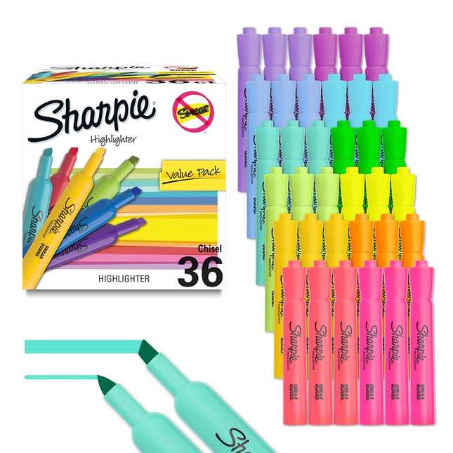 Sharpie Tank Style Bulk Highlighters Chisel Tip Highlighter Marker Set Journal Highlighters Office And Teacher Supplies Fluorescent And Pastel 12 Assorted Fashion Colors 36 Count