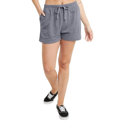 Hanes Women's Originals Tri-Blend Pockets, Lightweight Jersey Shorts, 2.5", Plus Sizes Casual, Athletic Navy Pe Heather, M