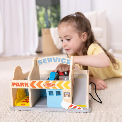 Melissa & Doug Service Station Parking Garage, 6 Pieces (E-Commerce Packaging, Great Gift for Girls and Boys - Best for 3, 4, 5, and 6 Year Olds)