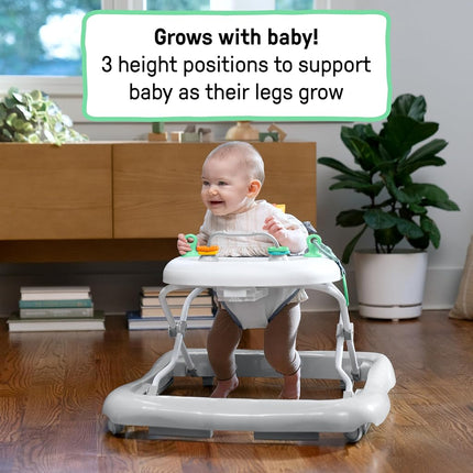 Ingenuity Smooth Strides Activity Walker - Chambray - Developmental Walker - 3 Position heightbar - Toys Included - 6M-12M