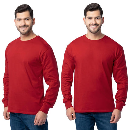 Fruit of the Loom Mens Eversoft Cotton Long Sleeve T Shirts, Breathable & Moisture Wicking with Odor Control, Long Sleeve - True Red, S