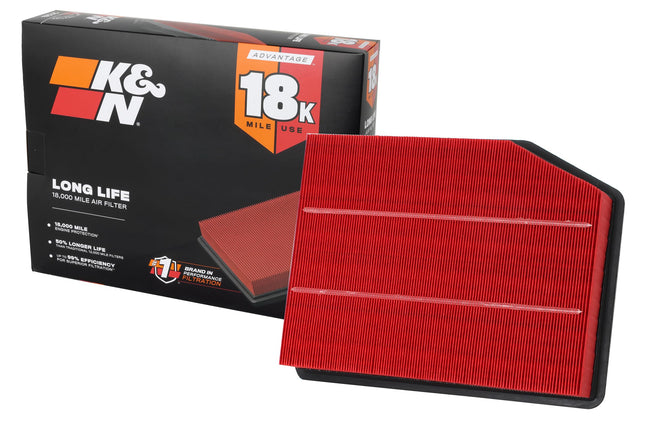 K&N Engine Air Filter: Long Life 18,000 Mile Repla
