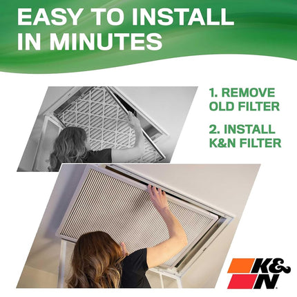 K&N 12X24X1 HVAC Furnace Air Filter, Lasts a Lifetime, Washable, Merv 13, the Last HVAC Filter You Will Ever Buy, Breathe Safely at Home or in the Office, HVC-13-11224