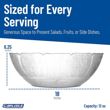 Carlisle FoodService Products Petal Mist Plastic Petal Bowl, Glass Bowls for Restaurants, Hospitals, 17.2 Quarts, Clear, (Pack of 4)