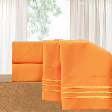 Juego de sábanas de lujo de 5 piezas Elegant Comfort - Ropa de cama de lujo de 1500 hilos, calidad de hotel prémium - Resistente a arrugas y decoloración, fresco y transpirable, elástico fácil de colocar, naranja