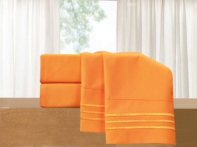 Juego de sábanas de lujo de 5 piezas Elegant Comfort - Ropa de cama de lujo de 1500 hilos, calidad de hotel prémium - Resistente a arrugas y decoloración, fresco y transpirable, elástico fácil de colocar, naranja