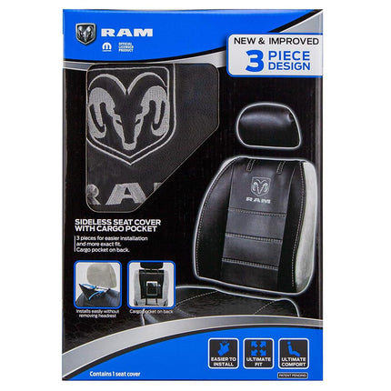 Platicolor 008628R25 Dodge Ram 3-Piece Deluxe Sideless Seat Cover - Gray Logo - 1 Ea