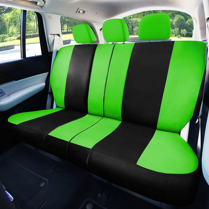 FH Group FB030GREEN115-SEAT Fundas de asiento automotriz de cubo verde de ajuste universal y funda de banco para la mayoría de automóviles, SUV y camiones (juego completo compatible con airbag con asiento trasero partido)