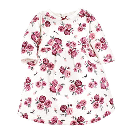 Hudson Baby Baby Girls' Cotton Dresses, Burgundy Rose, 2T