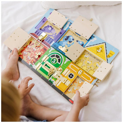 Melissa & Doug Wooden Latches Board | Wooden Toy | Developmental Toy | Motor Skills | Problem Solving | 3+ | Gift for Boy or Girl