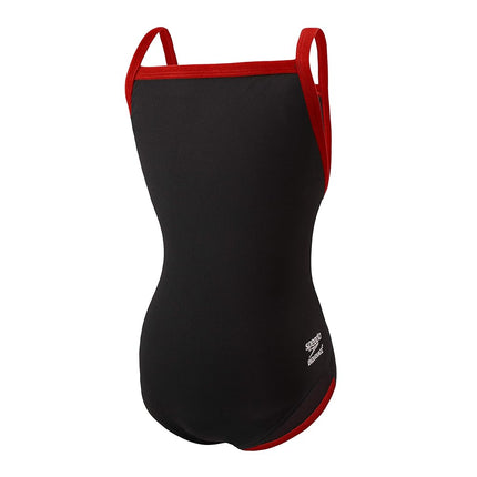 Speedo Girl's Swimsuit One Piece Endurance+ Flyback Solid Youth - Team Colors - Black/Red, Size 26