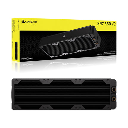 CORSAIR Hydro X Series XR7 360mm V2 Custom Cooling Radiator – Compatible with iCUE LINK Fans, 3x120mm Fan Mounts, Screw Protection Plates, G1/4” Threads – Black