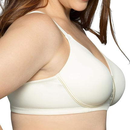 Vanity Fair Women's Full Figure Beauty Back Smoothing Bra, 4 Way Stretch Fabric, Lightly Lined Cups Up to H, Opaque, Wirefree-Ivory, 42D