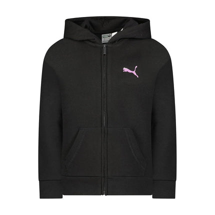PUMA Girls' Core Logo Zip Up Hoodie, Puma Black, 6