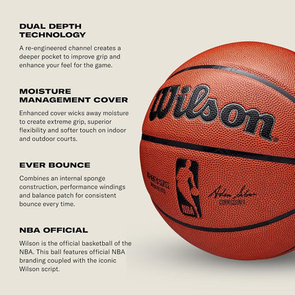 Wilson NBA Authentic Indoor/Outdoor Basketball - Brown, Size 7-29.5"