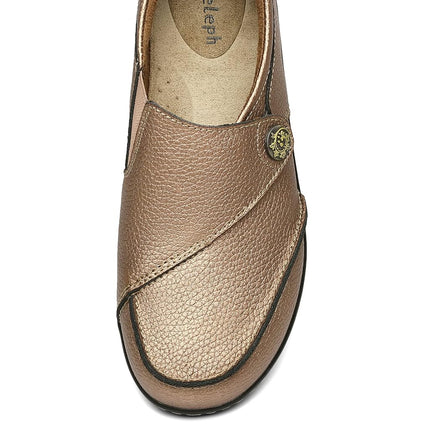 Geoeleph Mocassins Femme Dorés Décontractés à Enfiler Confortables Plats Marche Cuir Chaussures de Conduite 6.5 M US