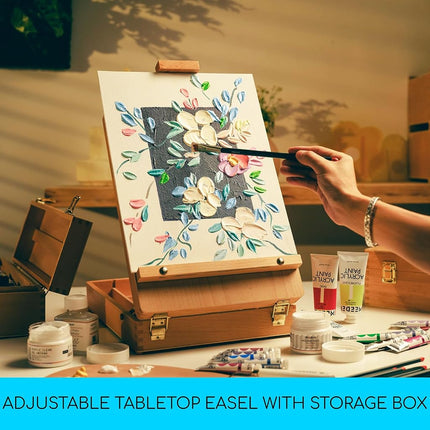MEEDEN Studio Sketch Box Easel- Solid Beech Wood Universal Design Adjustable Tabletop Sketchbox Easel with Storage Box for Plein Air Artist, Art Students & Beginners