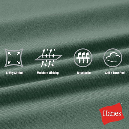 Hanes Moves Performance, Short Sleeve Polo Shirt for Men, Moisture-Wicking, Herbal Olive Green, Large