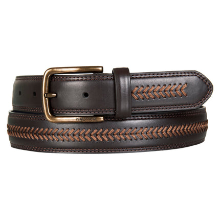 Nautica Mens Double Stitch Dress Leather Belt for 