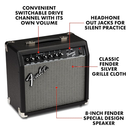 Ampli guitare Fender Frontman 20G, 20 Watts, avec garantie de 2 ans Haut-parleur Fender Special Design de 6 pouces, Noir