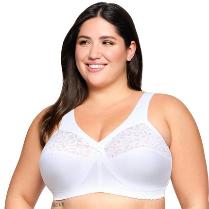 Glamorise MagicLift Cotton Support Wirefree Bra 1001 (Women's & Women's Plus) White