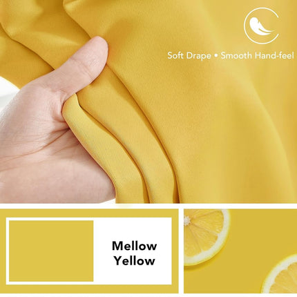 Deconovo Petits Rideaux Occultants Courts pour Petites Fenêtres Rideaux Thermiques Isolants à Passe-Tringle et à Pattes Arrière 42 po L x 45 po H Jaune Doux 2 Panneaux