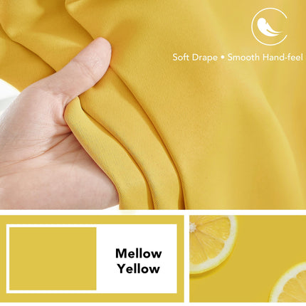 Deconovo Paneles de cortina opaca para habitación infantil, cortinas oscurecedoras con pestañas traseras y bolsillo para barra, 42 x 72 pulgadas, amarillo suave, 2 paneles