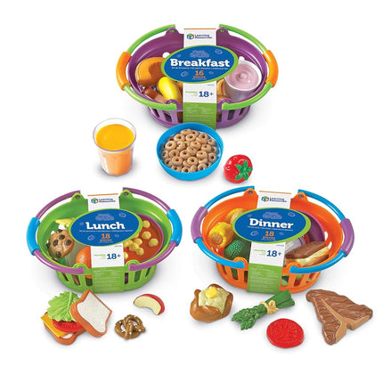 Learning Resources New Sprouts Breakfast, Lunch and Dinner Baskets, Pretend Play Toy for Toddlers, Preschool Learning Toys, Kitchen Play Toys for Kids