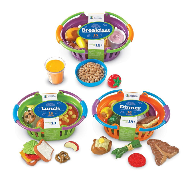 Learning Resources New Sprouts Breakfast, Lunch and Dinner Baskets, Pretend Play Toy for Toddlers, Preschool Learning Toys, Kitchen Play Toys for Kids