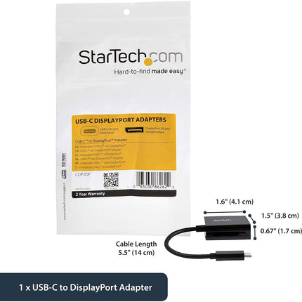 StarTech.com USB C to DisplayPort Adapter - 4K 60Hz/8K 30Hz - USB Type-C to DP 1.4 HBR2 Adapter Dongle - Compact USB-C Monitor Video Converter (CDP2DP) - Limited stock, see similar item CDP2DP14B