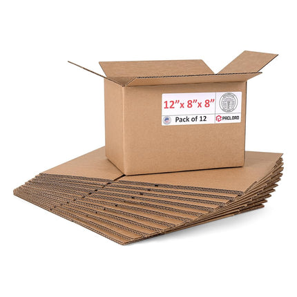 Paclord Paquete de 12 Cajas de Cartón Medianas 30.5 cm L x 20.3 cm An x 20.3 cm Al - Cajas de Embalaje Fabricadas en EE. UU. para Mudanzas, Envíos o Almacenamiento - Aprobado por USPS