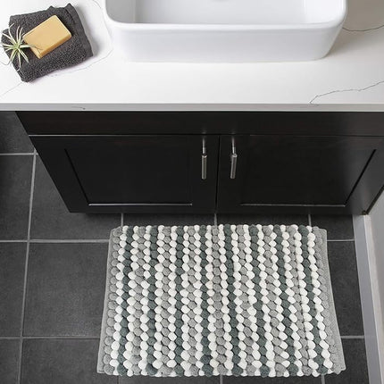 DII Ultra Soft Plush Spa Microfiber Shag Chenille Bath Mat Place in Front of Shower, Vanity, Bath Tub, Sink, and Toilet, 21 x 34 - Gray Stripe
