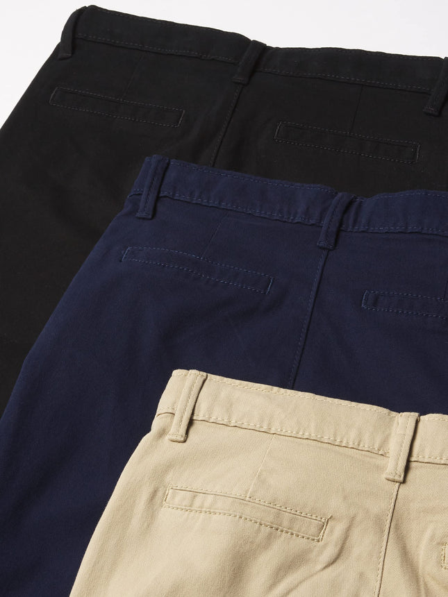 The Children's Place Girls' Uniform Skinny Chino Pants, Black/Sandy/Tidal 3-Pack, 4 Slim