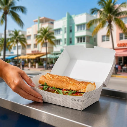 Restaurantware Paper Hot Dog Sandwich Clamshell Container, 100 Ct