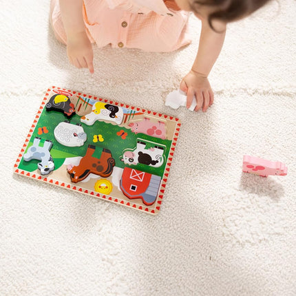 Melissa & Doug Farm Wooden Chunky Puzzle (8 pcs) Farm Animal Toys For Kids, Wooden Puzzles For Toddlers Ages 2+ - FSC Certified